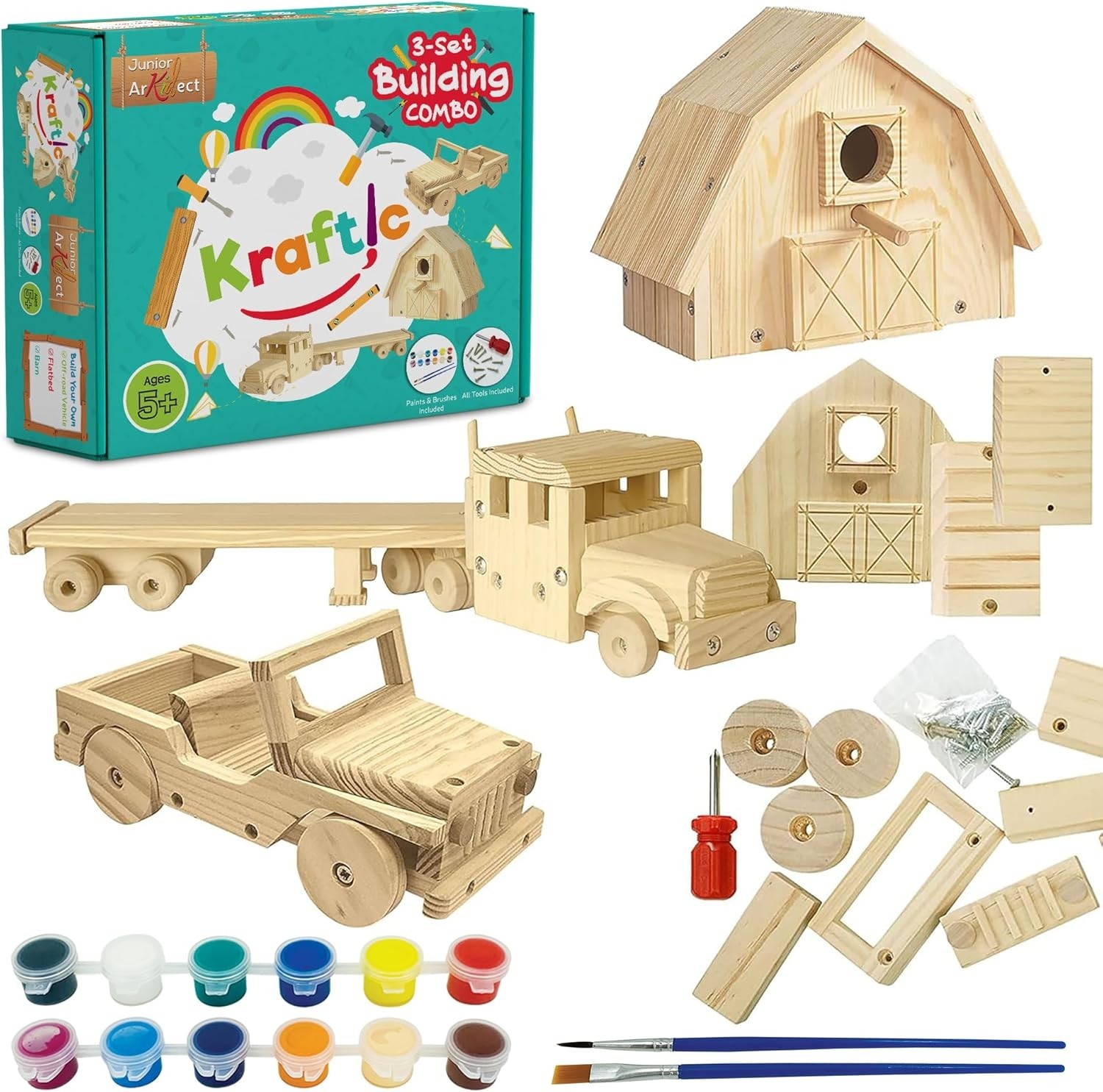 Building Kit for Kids and Adults, with 3 Educational DIY Carpentry Construction