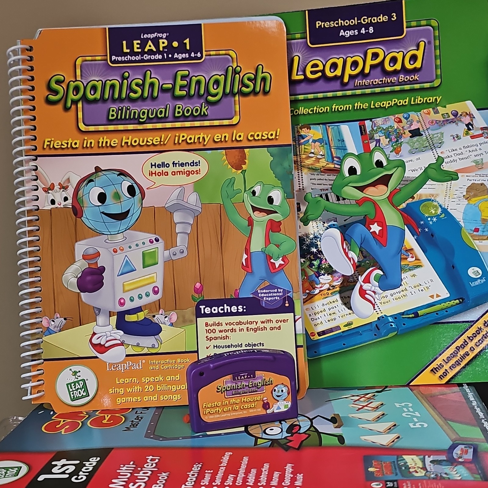 LeapFrog LeapPad Plus Writing Learning System Books Cartridges Stylus Bilingual