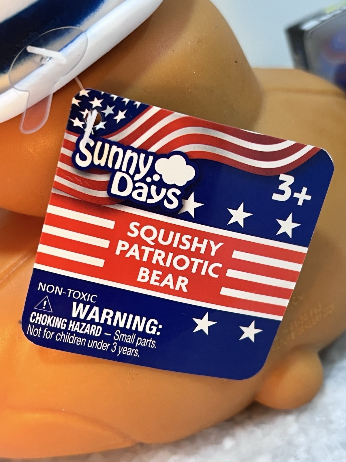 Sunny Days Squishy Patriotic Bear + NeeDoh Nice Cube Swirlin’ USA 🇺🇸❤️🤍💙