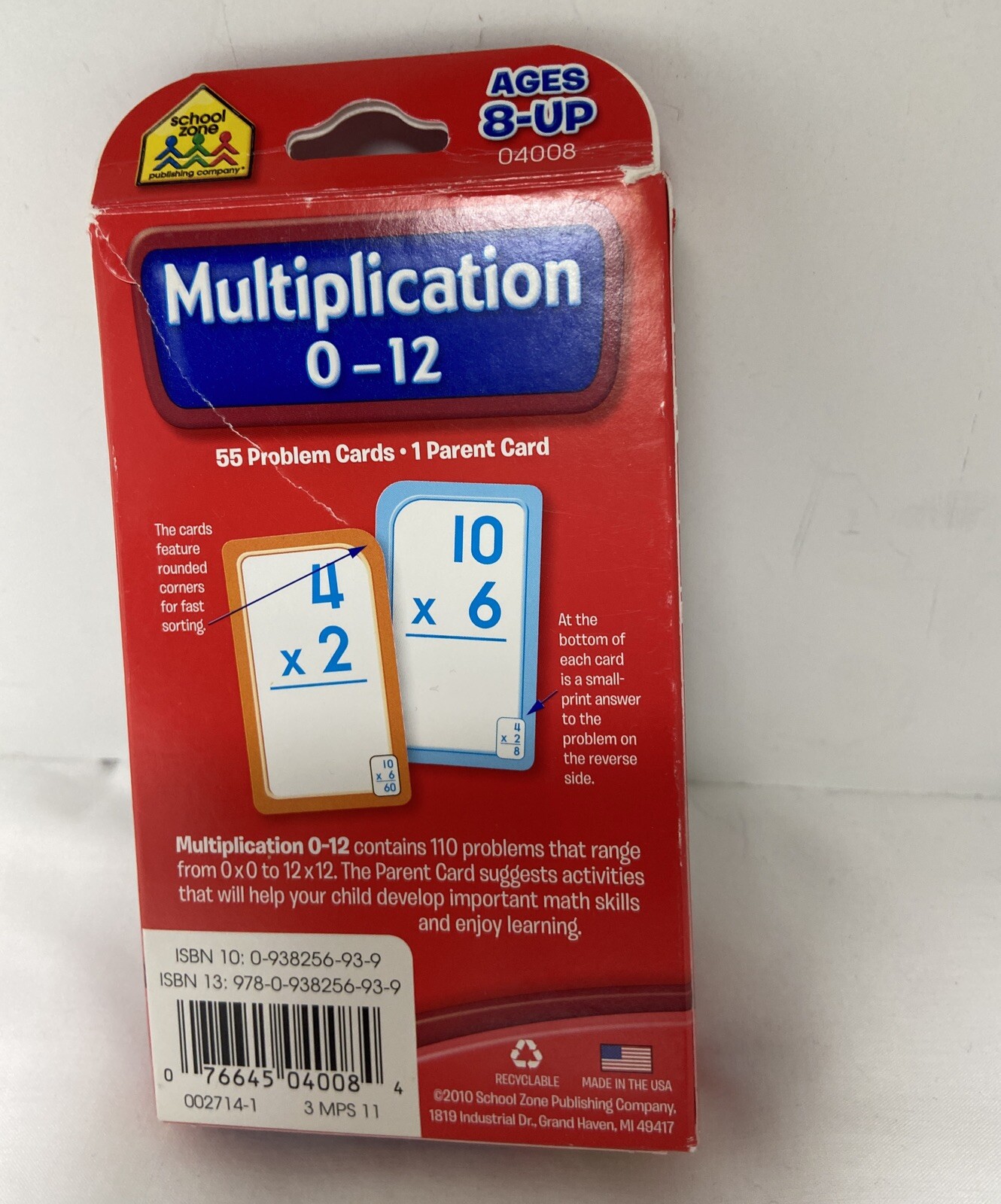 School Zone Multiplication 0-12 Flash Cards 3rd Grade 4th Grade Elementary Math