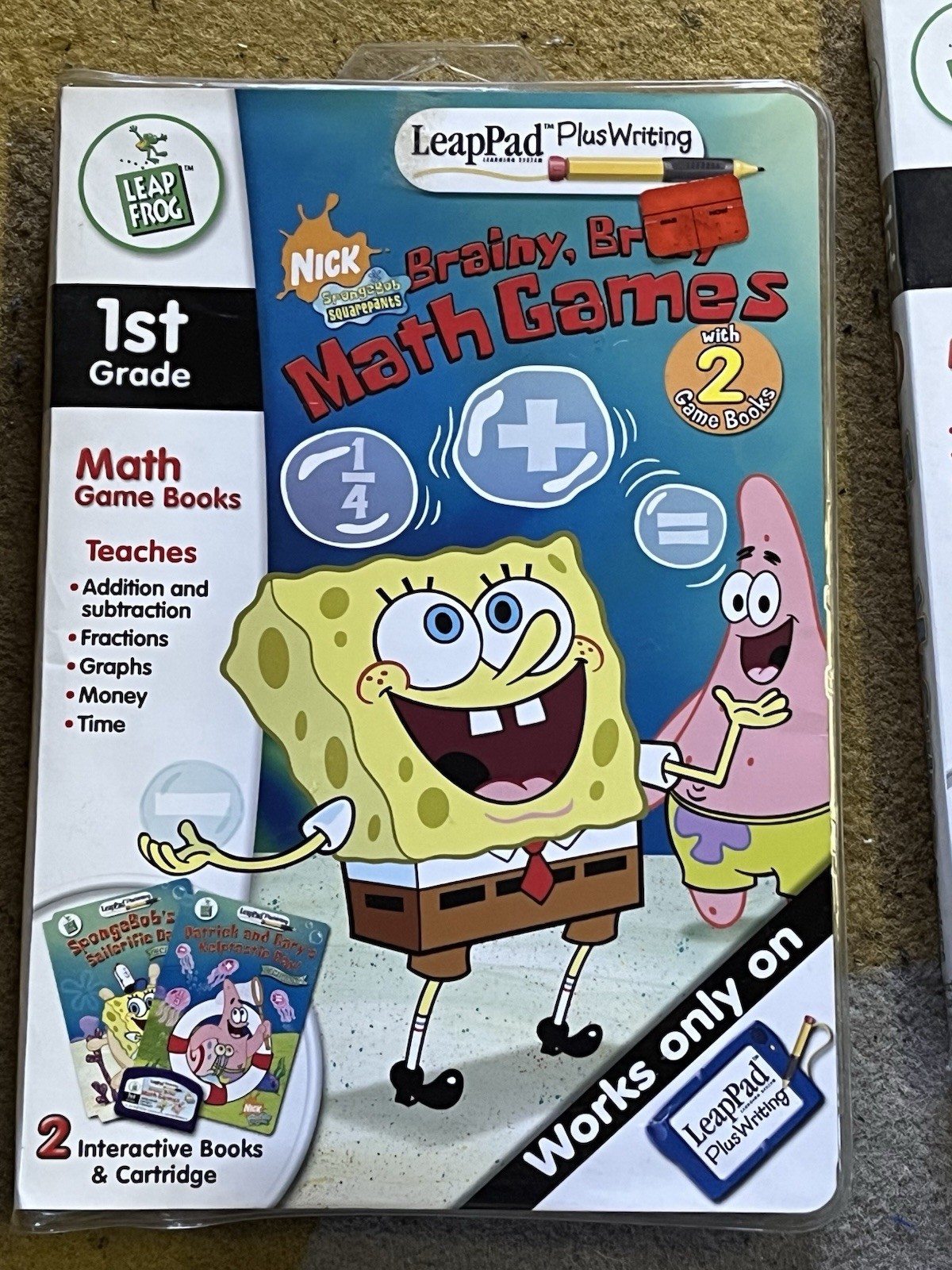 3 Cartridges & Books LeapPad Plus Writing Learning System For Math 1ST GRADE