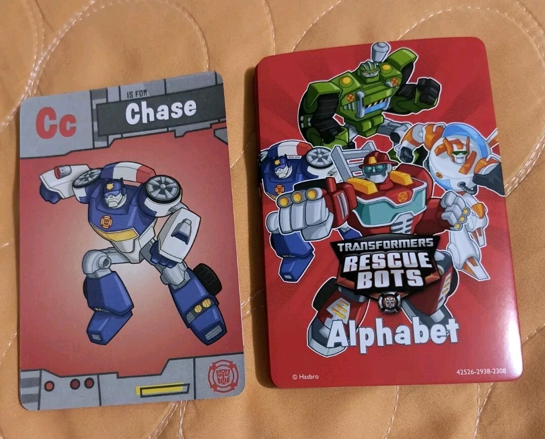 Transformers Rescue Bots Alphabet Flash Cards Educational Learning 🆕 Free Ship!