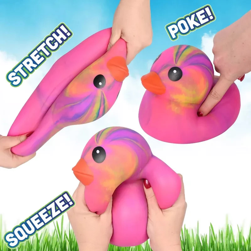 ***NEW, RARE*** Sunny Days Jumbo Squeezy Duck–Tie-Dye Squishy Stress Relief Toy