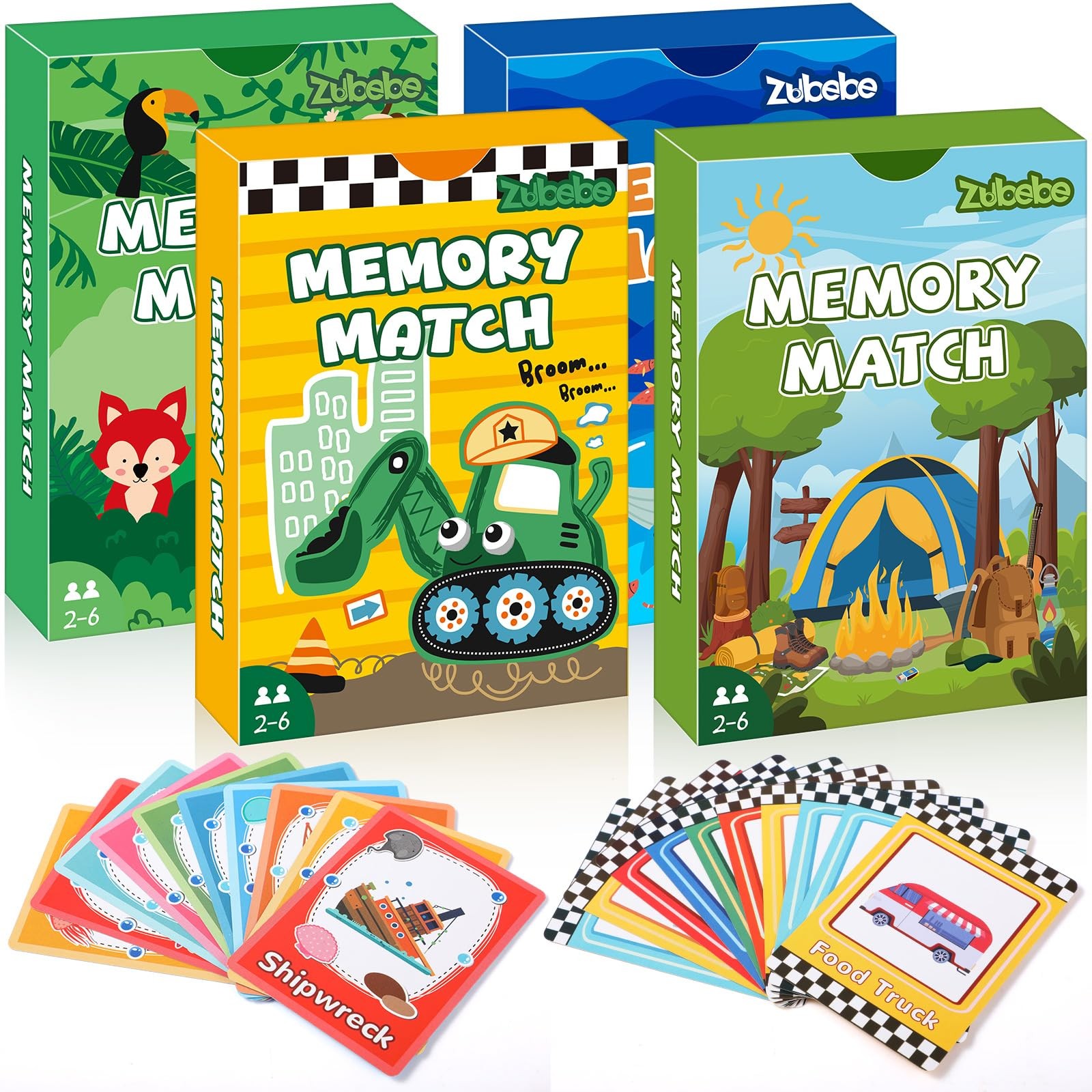 Memory Matching Game 4 Sets with 49 Cards – Animal, Fruit, Dinosaur, Food Themes