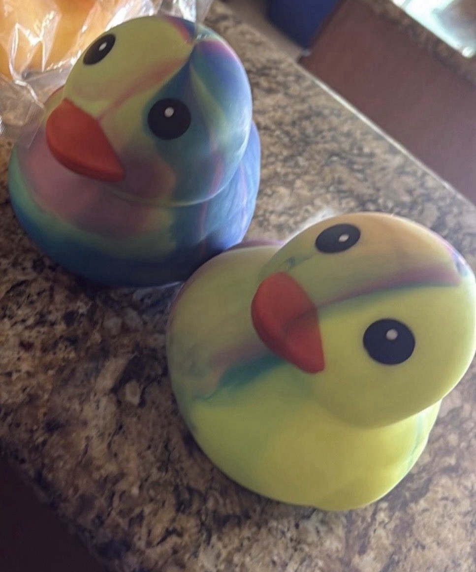 Rainbow Duck-Shaped Squishy Tactile Squeeze Toys, Multicolor 2-Pack