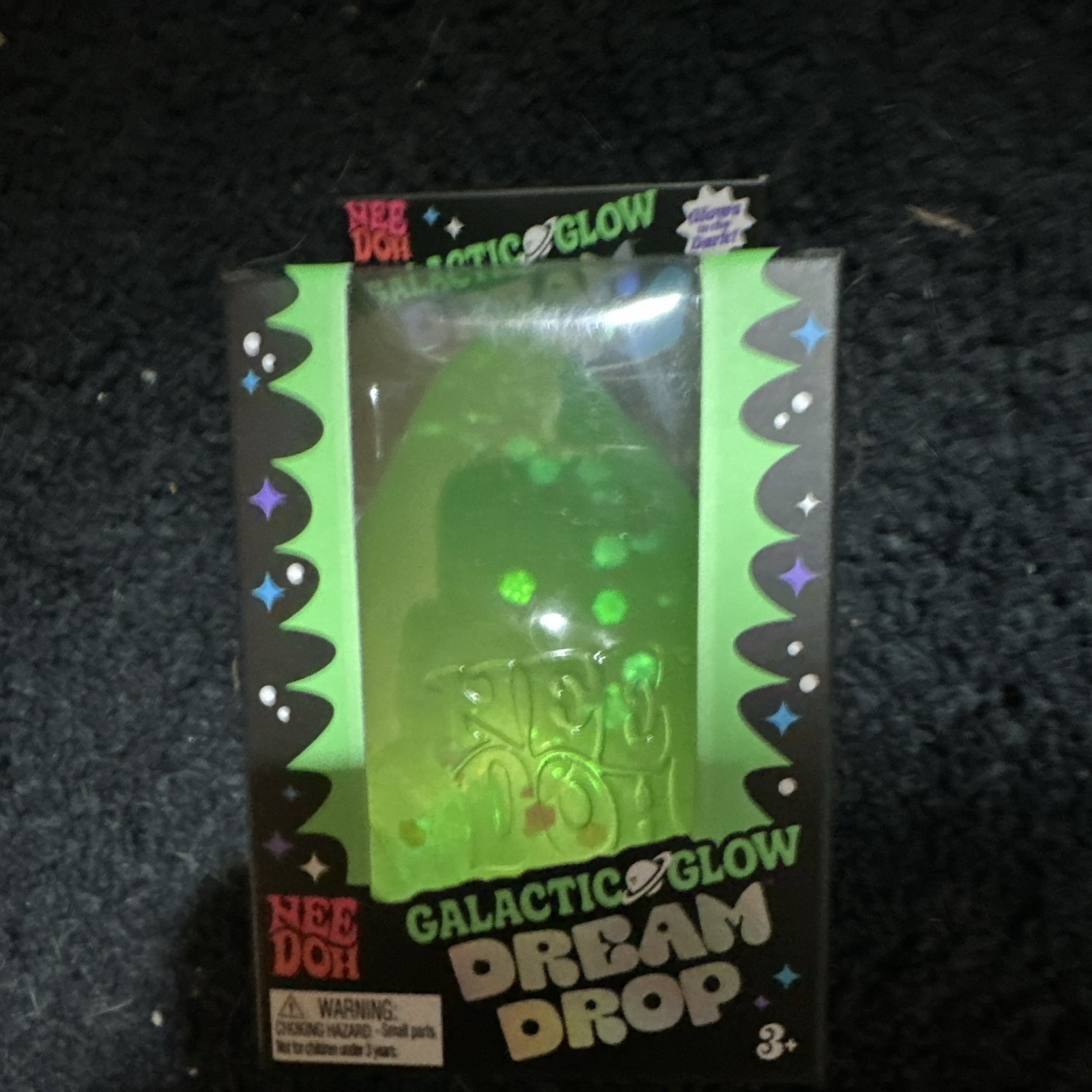 NeeDoh Galactic Glow Dream Drop Tactile Squeeze Toy Green Ages 3-5