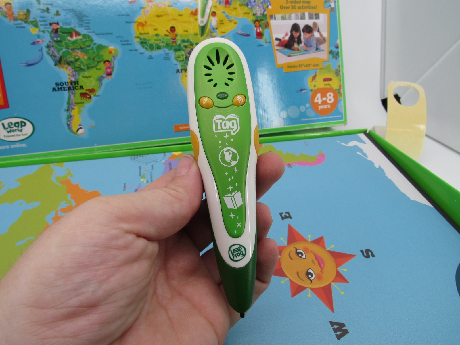 Leap Frog Interactive World Map 2 Sided Tag Read System Pen Included