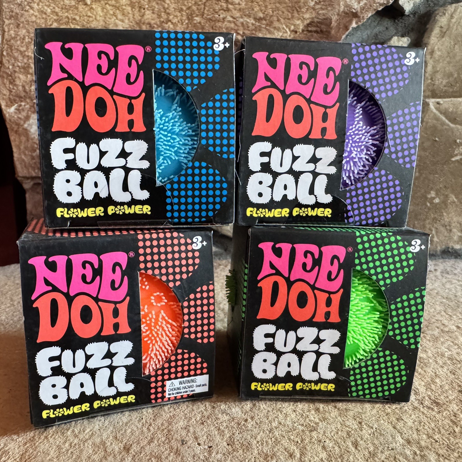 NEE DOH FLOWER POWER FUZZ BALL SQUISH SQUEEZE TOY LOT OF 4 **NEW Free Shipping**