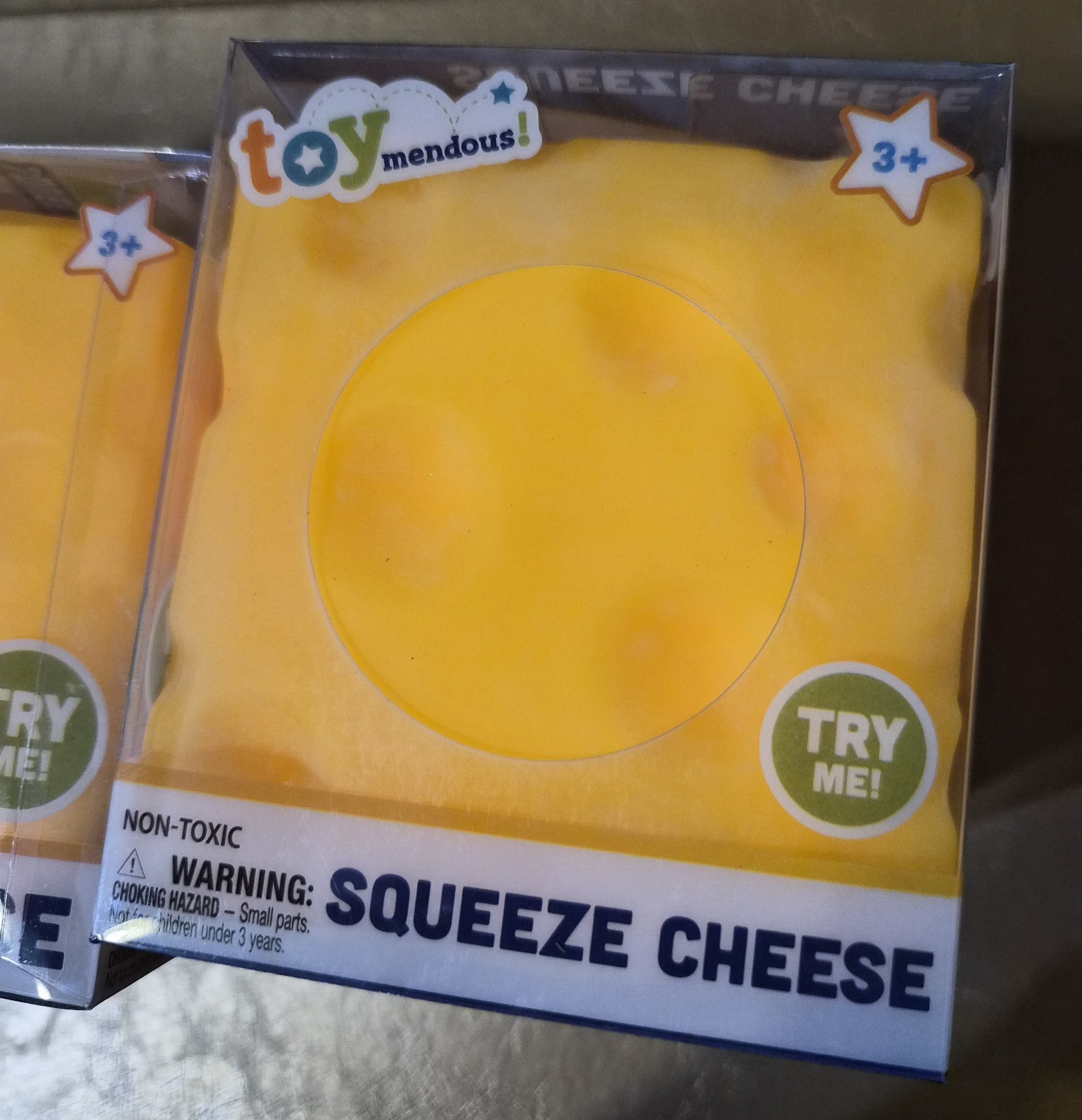 SQUISHY CHEESE TOYMENDOUS LOT OF 3 EXTRA LARGE SQUEEZE CHEESE CUBES NIB