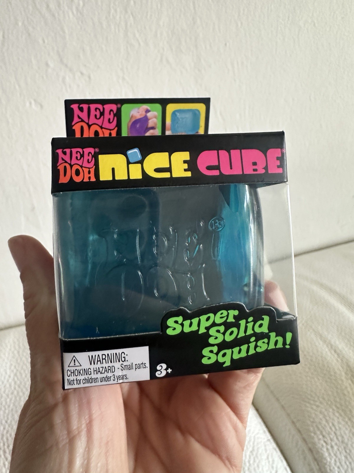 Set of 3 Schylling NeeDoh Squeeze Toys Glow In The Dark, Fuzz Ball, & Nice Cube