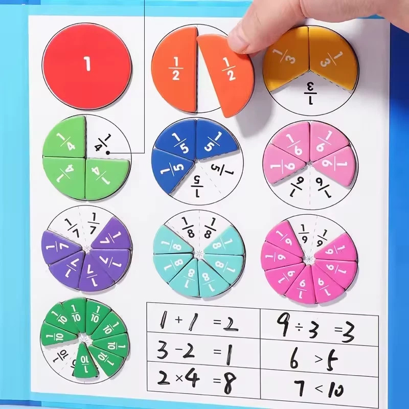 Magnetic Fraction Circles Puzzle Math Educational Montessori Learning Toy Set