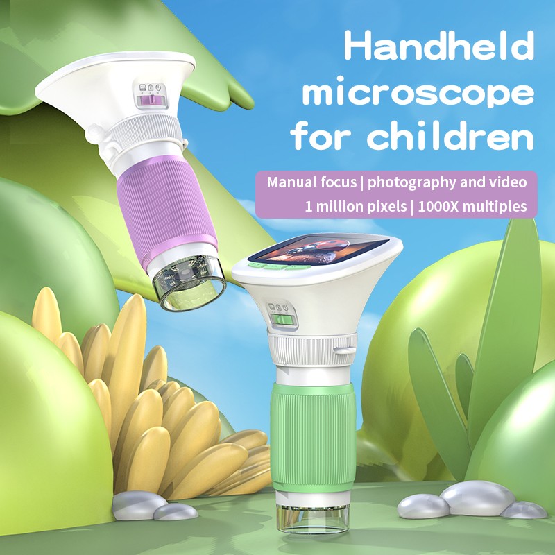 Portable Children Digital Microscope 1MP Rechargeable TypeC Science Learning Toy