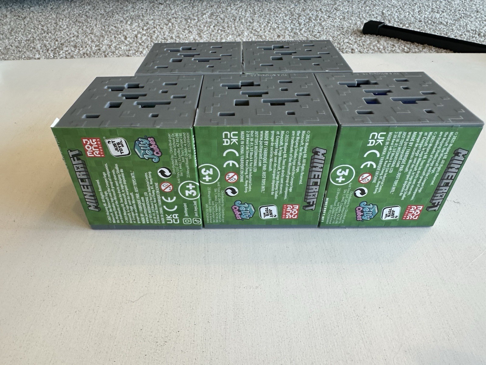 Minecraft Jelly Cubes Complete Full Set Lot of 5 Just Toys Fidget Squishy Toy