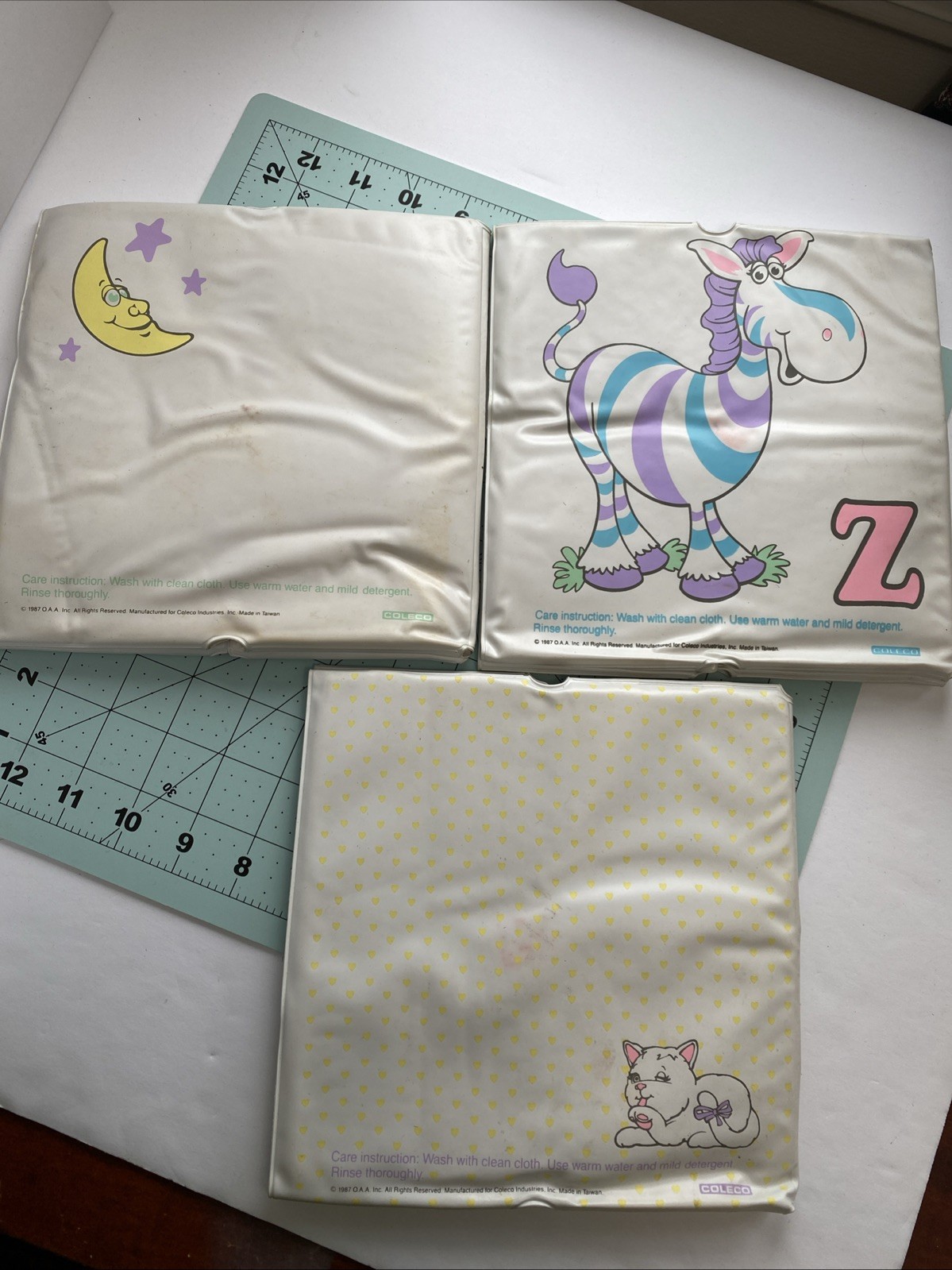 Vtg CPK Peek A Book Set Of 3 Soft Book Mats Letters Numbers Shapes/Colors 1987
