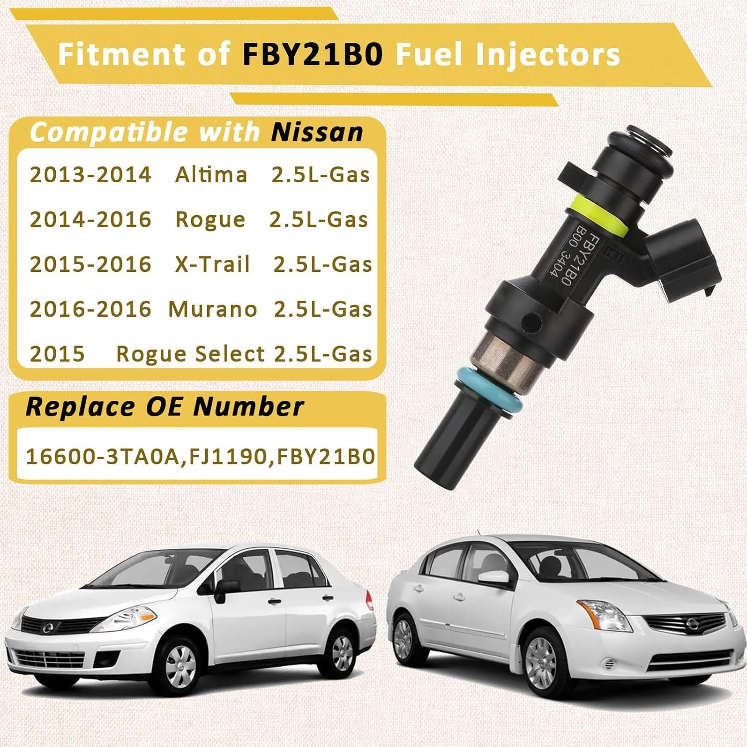 16600-3TA0A OE 2.5L Performance Fuel Injectors,Compatible with/Nissan 2.5 Altima