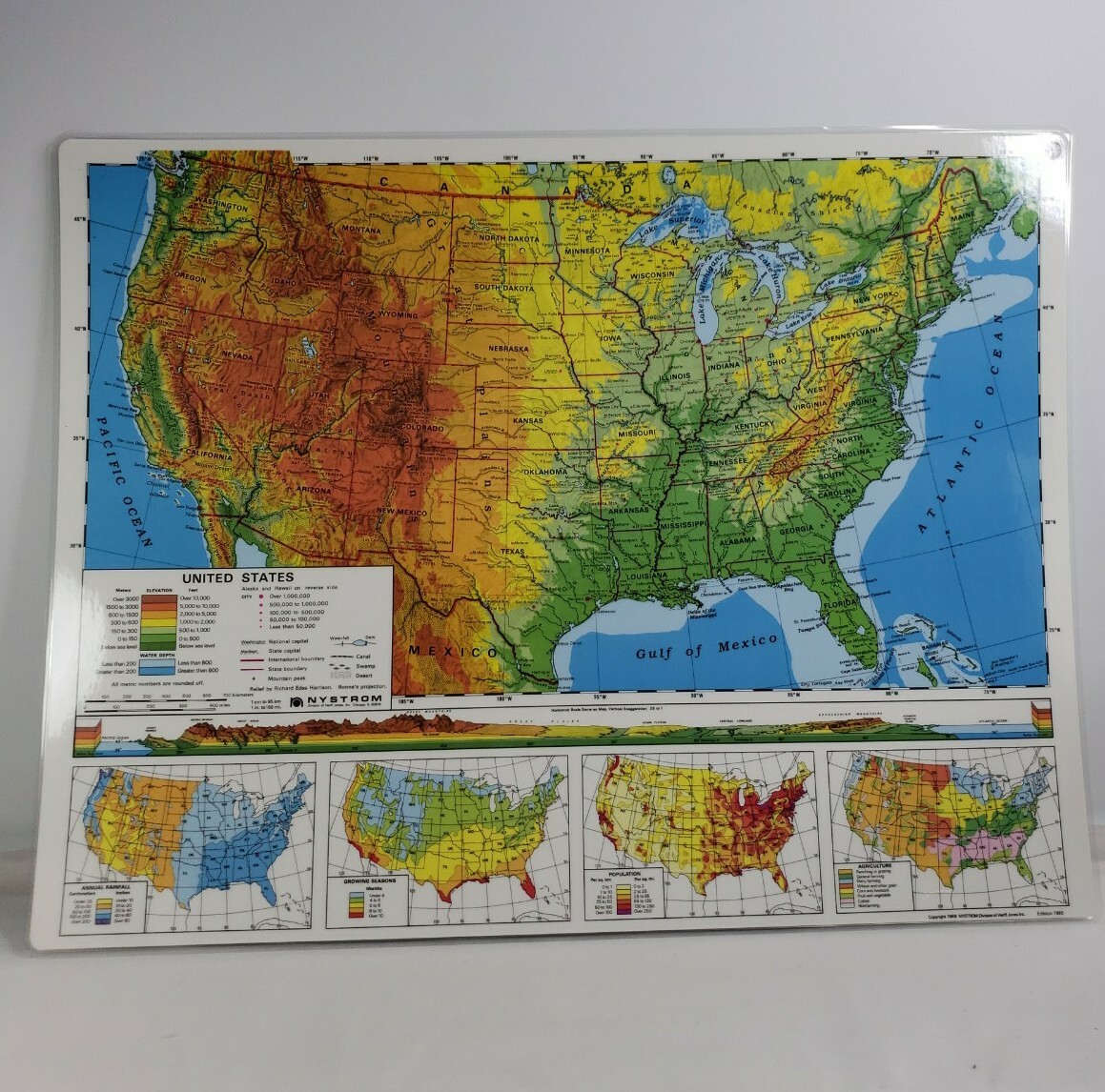 Nystrom Laminated 2 Sided United States Geography Map 22″ X 17″ Homeschool New