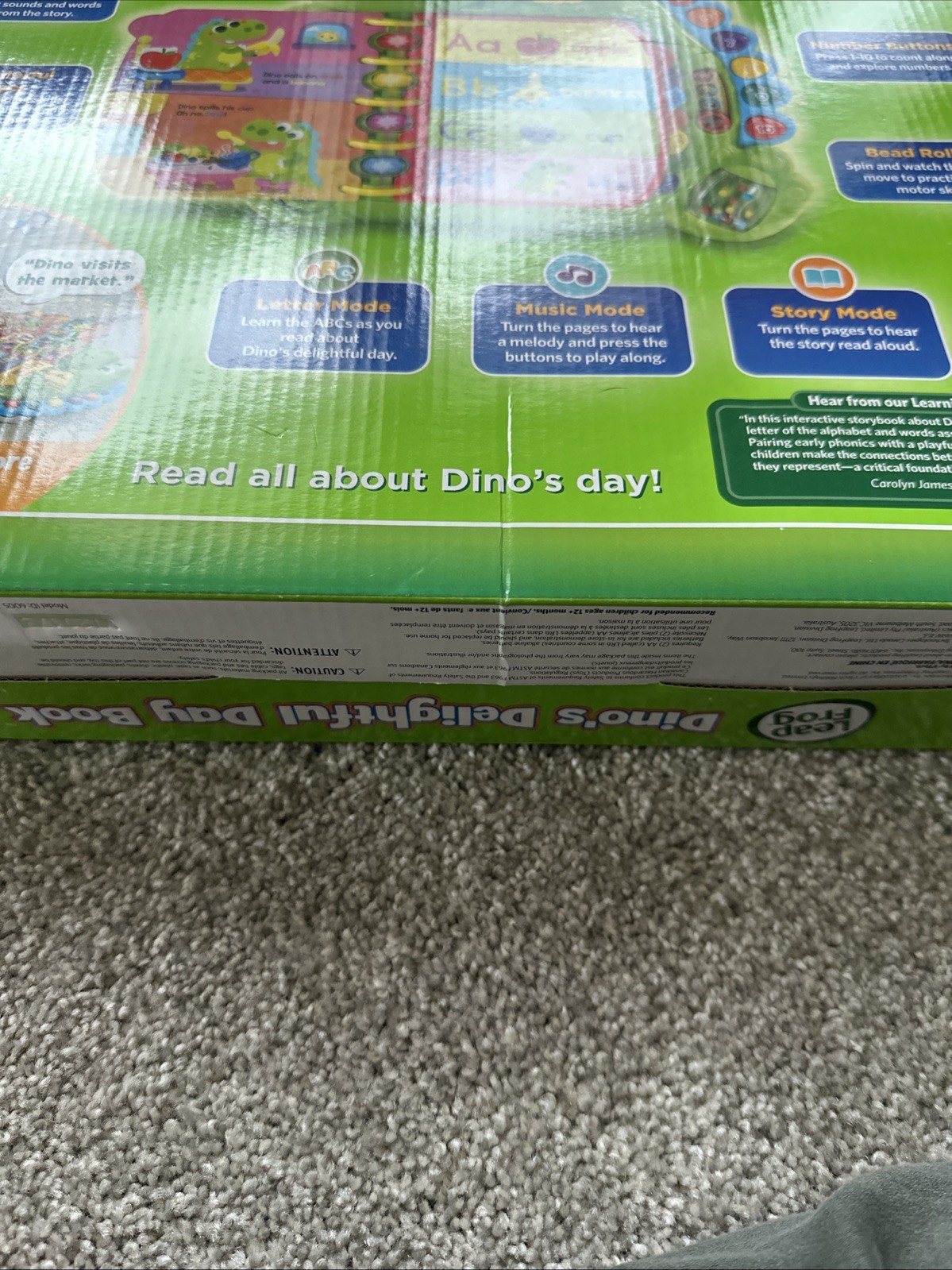 Leapfrog Dino’s Delightful Day Alphabet Book Green NEW