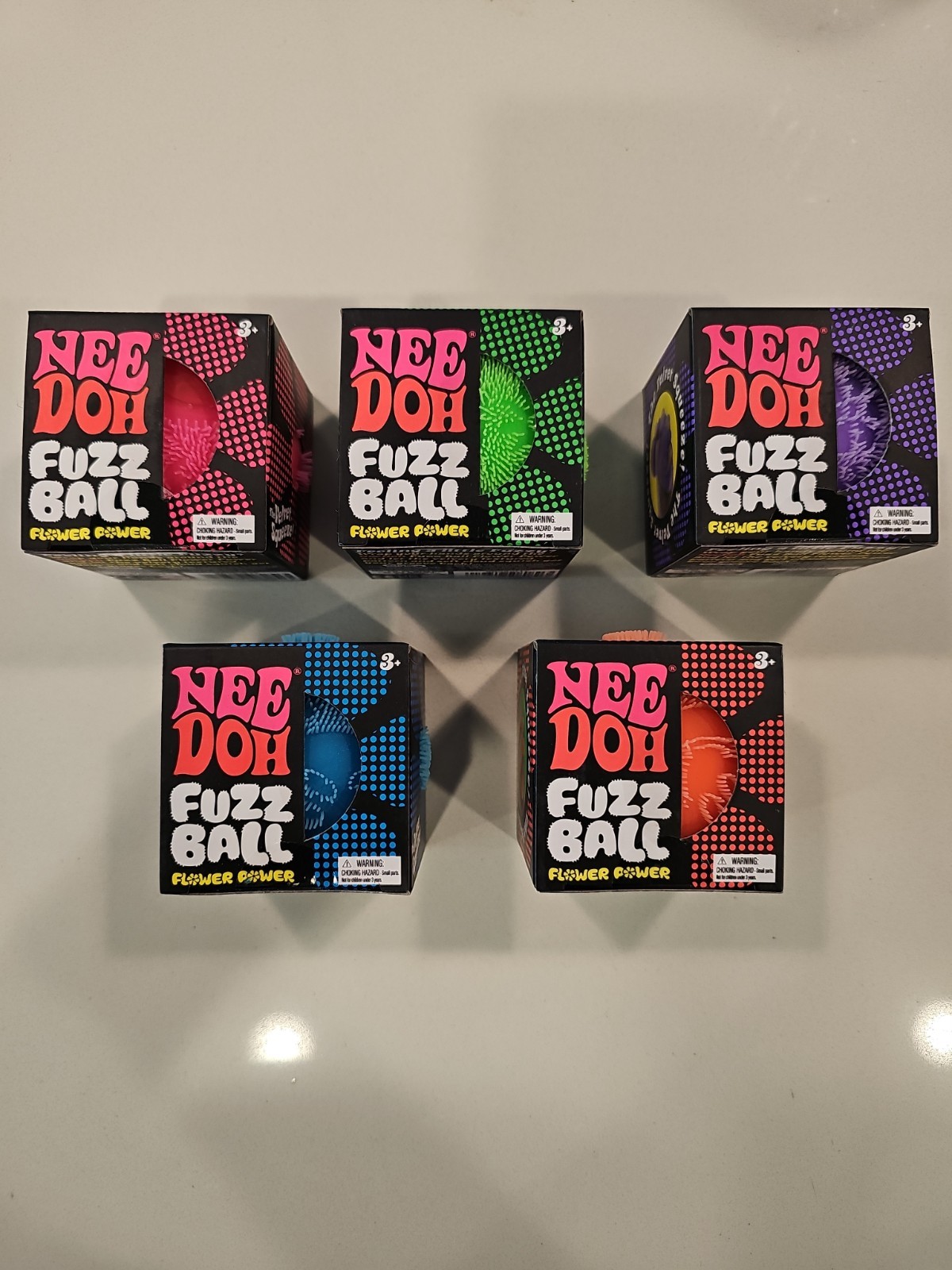 NeeDoh Fuzz Ball Flower Power! by Schylling – Lot Of All 5 Colors Factory Sealed