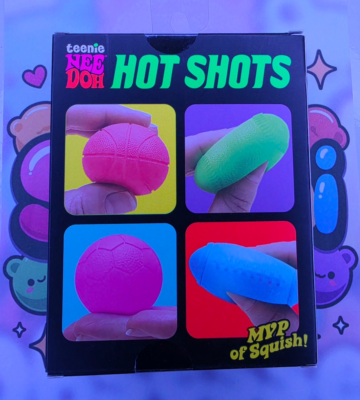 100% Authentic Schylling Teenie NeeDoh Hot Shots Squishy Toy Multicolor 4pc/pack