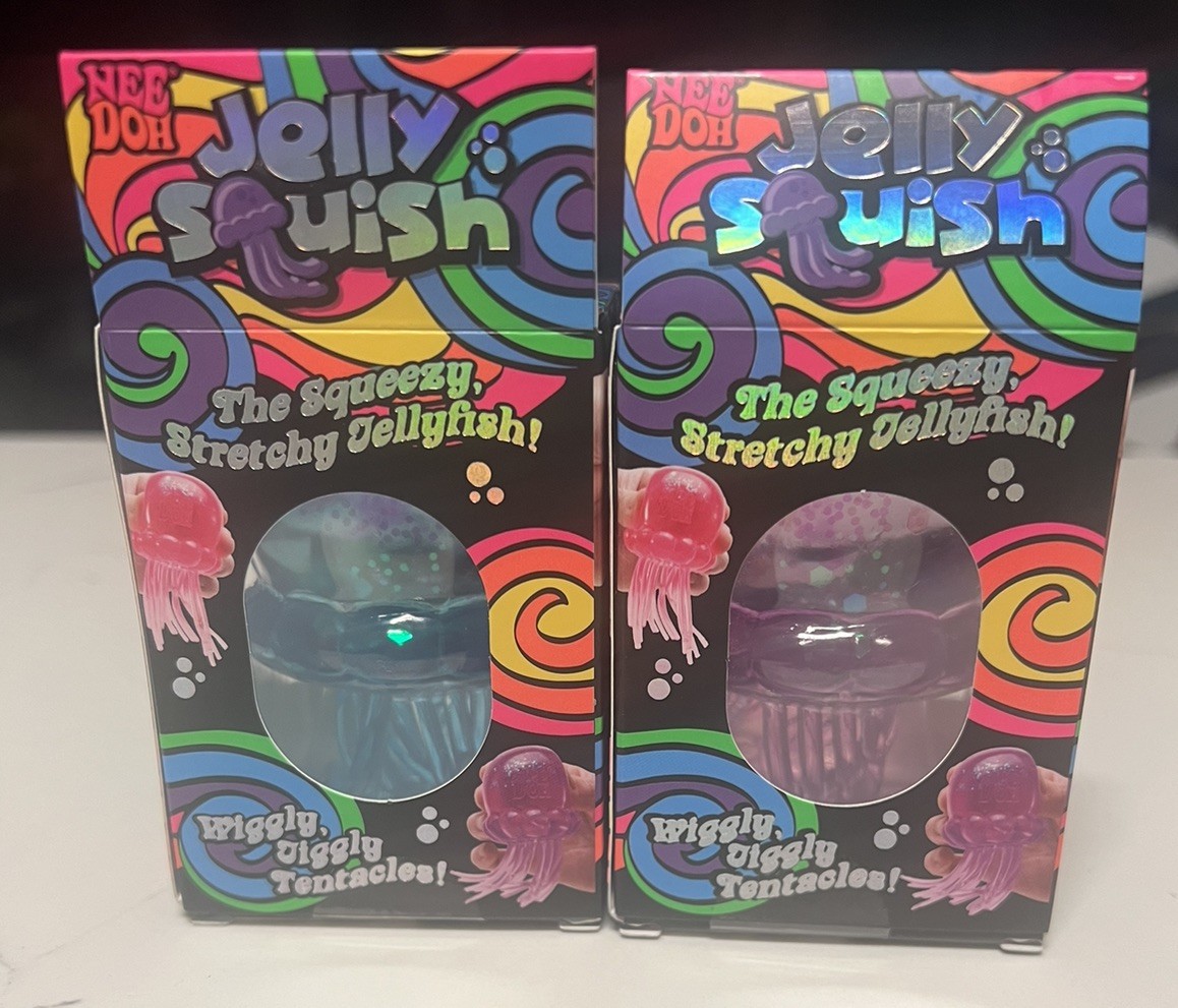NeeDoh Jelly Squish Jelly Fish- Set of 2 colors purple, blue- RARE