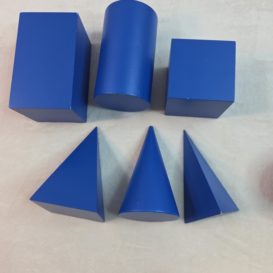 Montessori Geometric Shapes 3D & 2D Solids Wooden Toys Math Games Homeschool