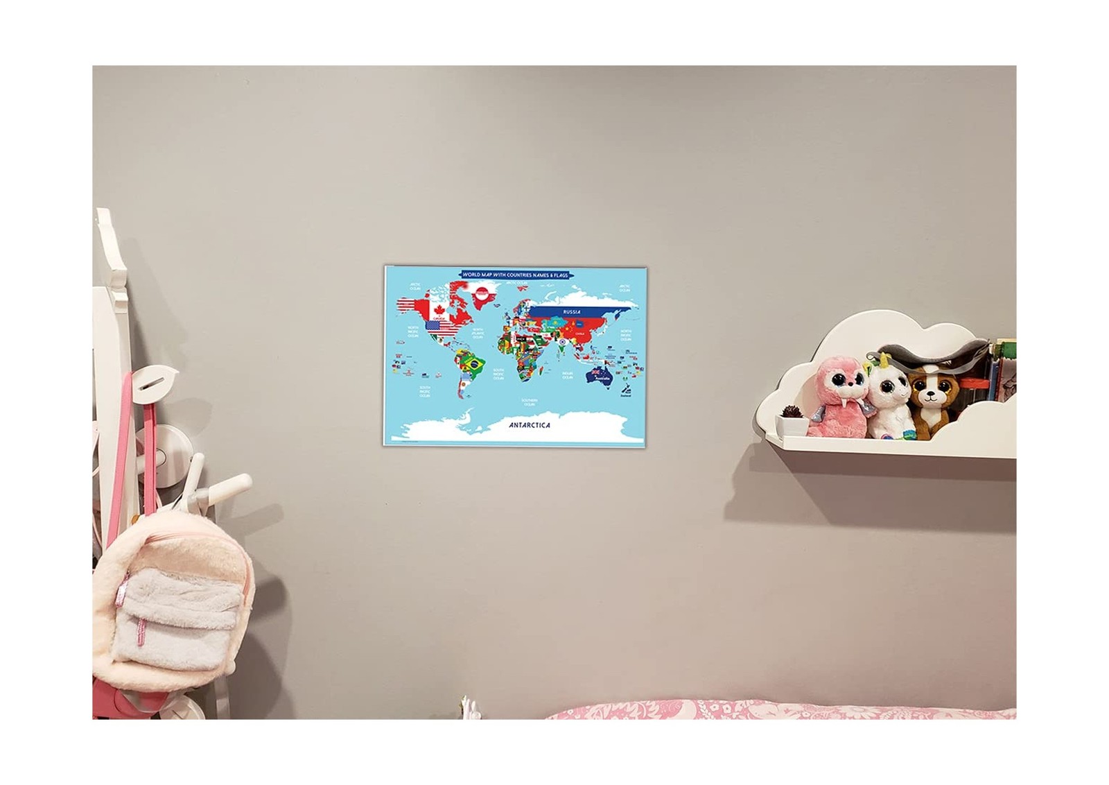 World Map Poster with Countries FLAGS For Kids (SMALL size13x19 World Map Lam…