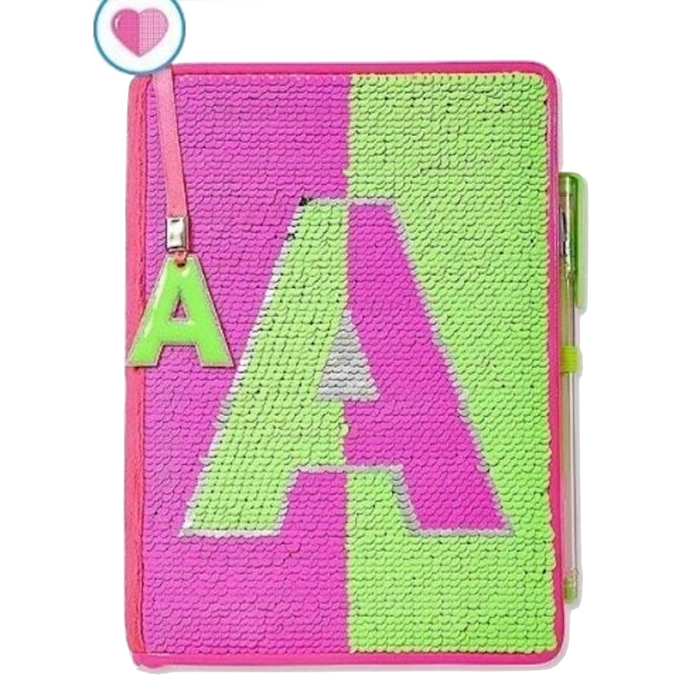 Justice Initial Neon Flip Sequin Journal
