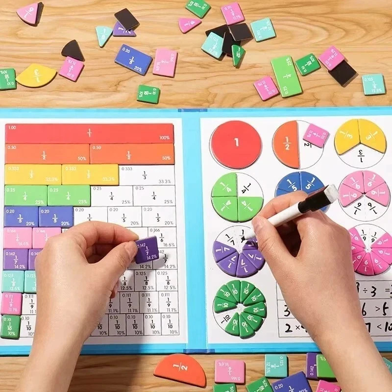 Montessori Magnetic Fraction Educational Puzzle for Children, Math Fraction USA