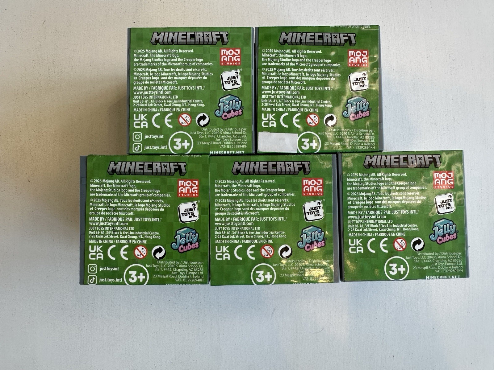 Minecraft Jelly Cubes Complete Full Set Lot of 5 Just Toys Fidget Squishy Toy
