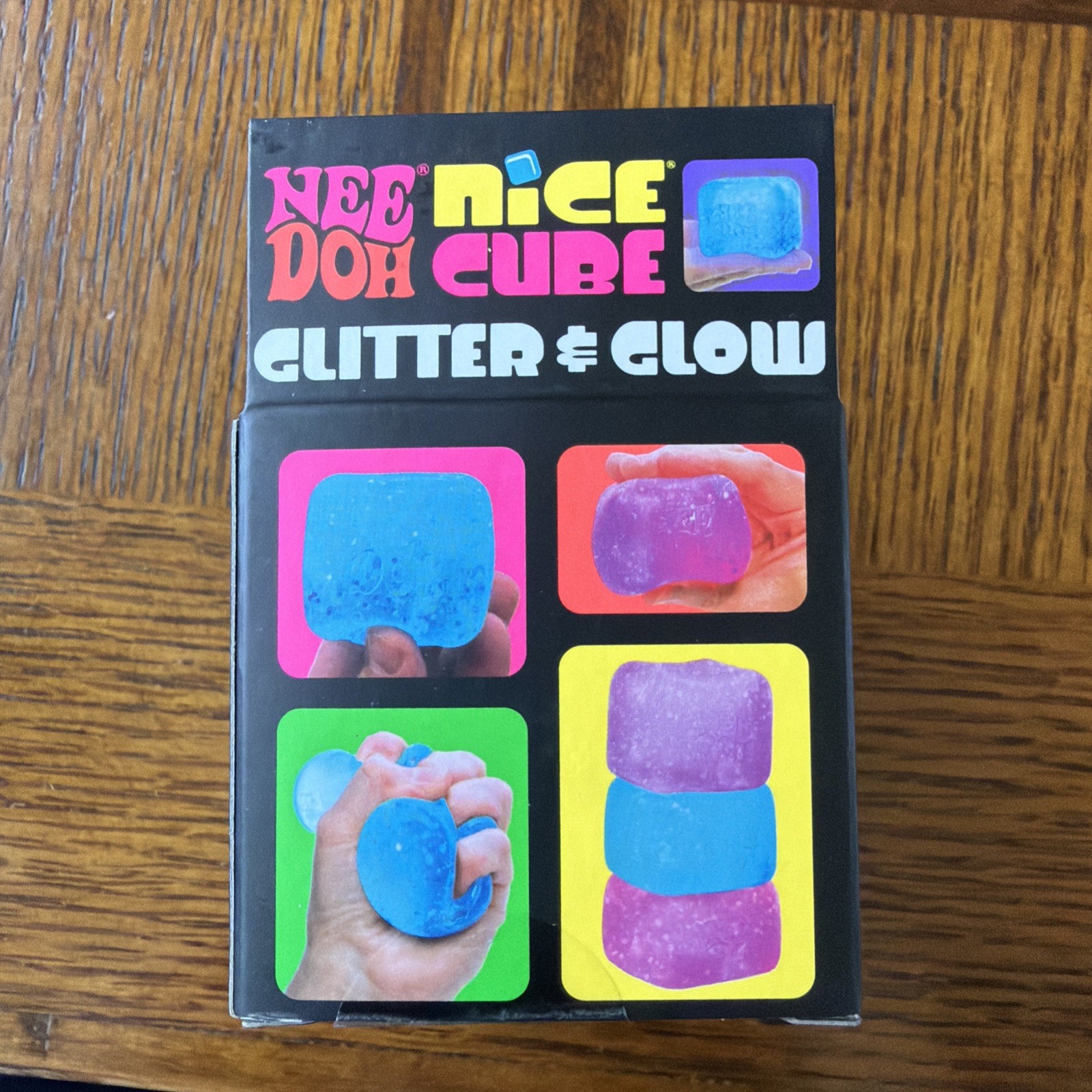Schylling NeeDoh Blue Nice Cube Glitter & Glow Super Solid Squishy Toy Sensory