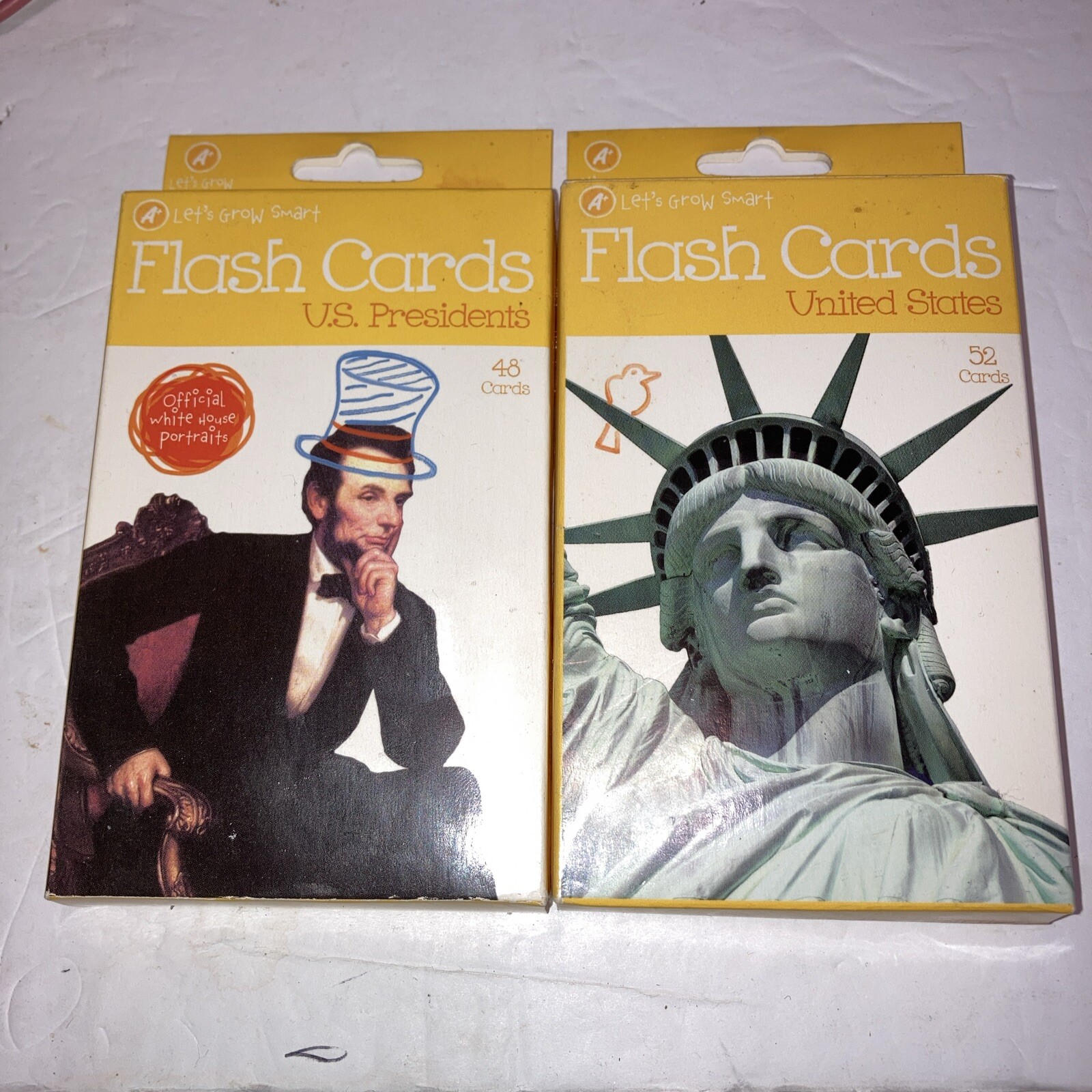 2 Sets Let’s Grow Smart Flash Cards 2013 US States And US Presidents Complete