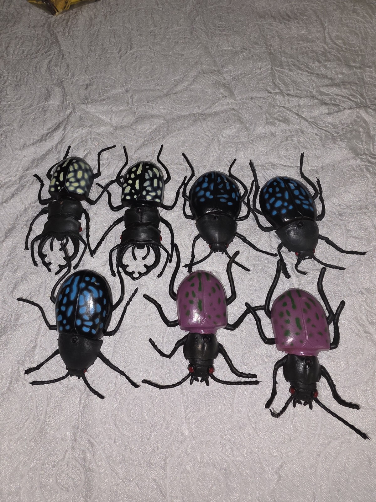 Mixed Lot of 7 Rubber Plastic Beetle Insects Bugs Toys Lot 1979 Vintage