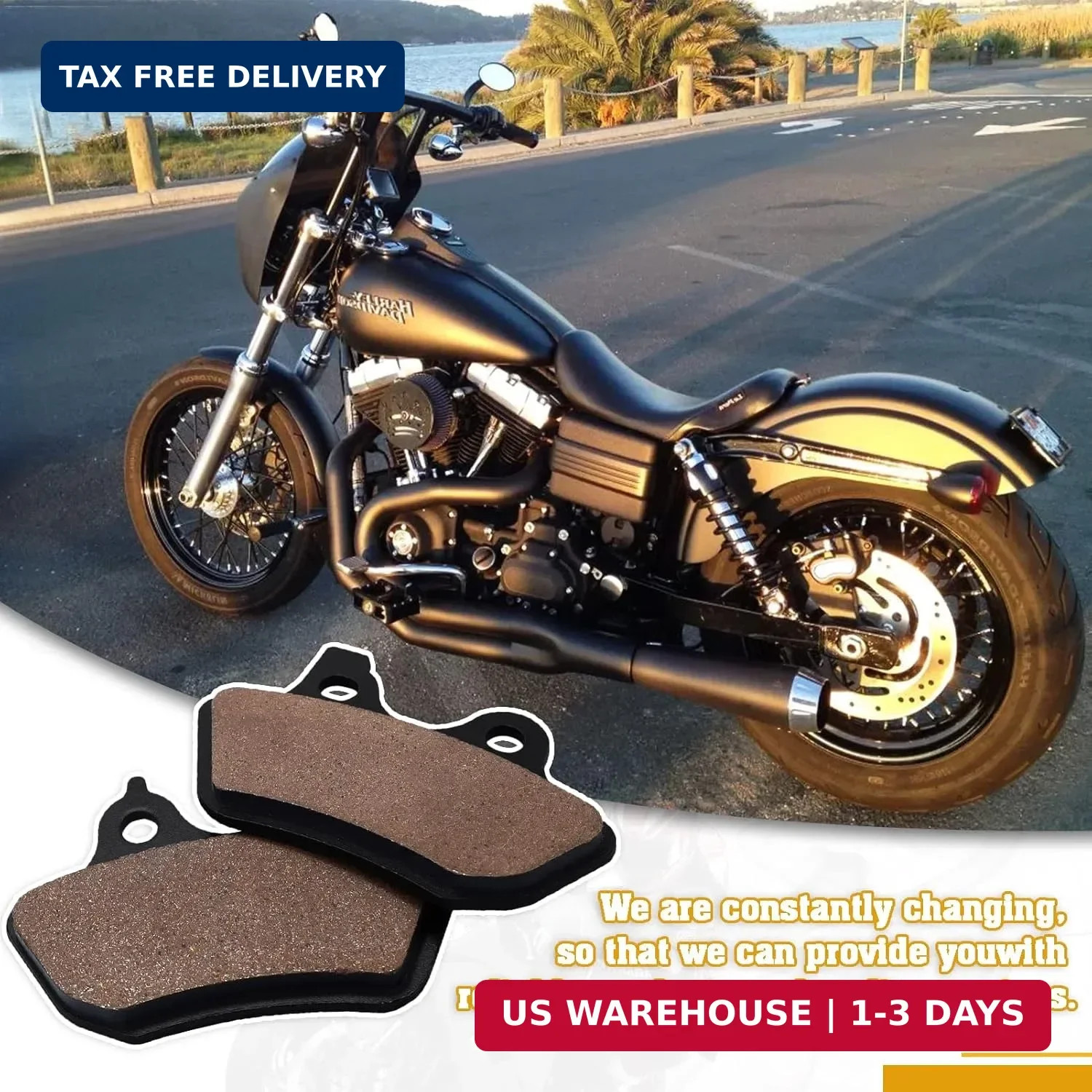 Cyleto Front & Rear Brake Pads for Harley Heritage Softail FLSTCI FLSTC Davidson