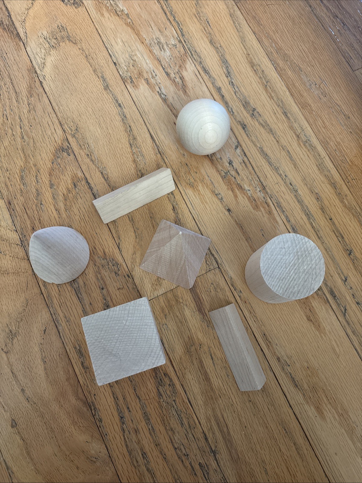 Geometric Solids Set 7 large pieces (math manipulative resource) Wood USA