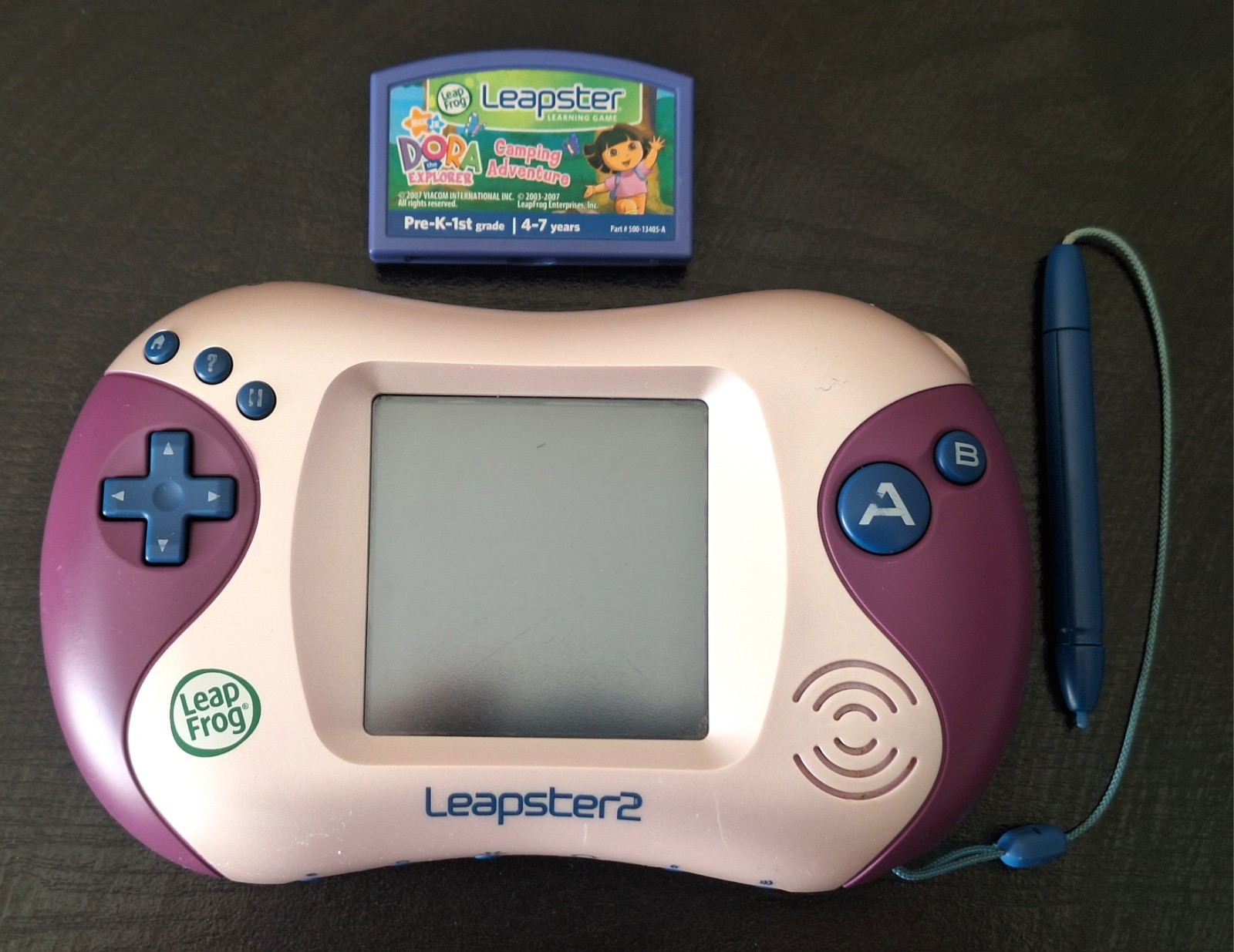 LeapFrog Leapster 2 Pink Purple Learning System + Dora Camping Adventure Tested