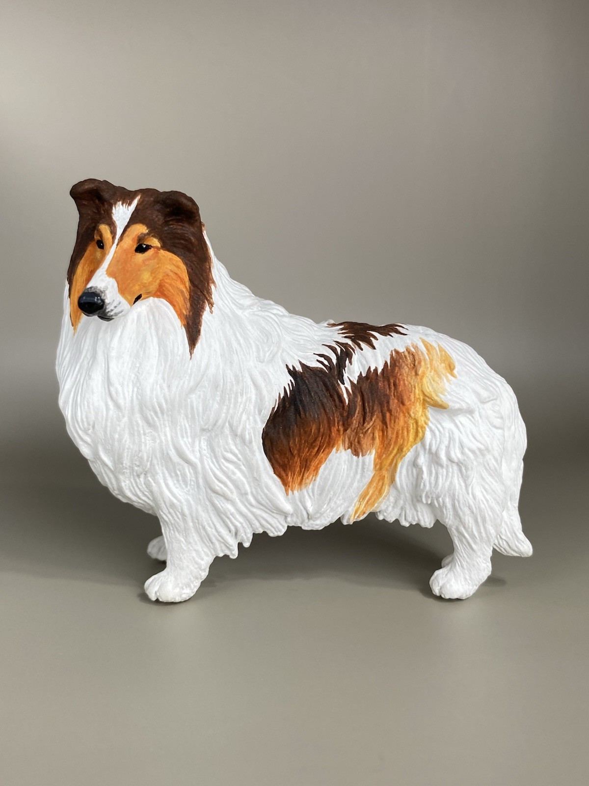 OOAK Custom Schleich Safari Ltd Rough Collie Sheep Dog Plastic Toy Animal Figure