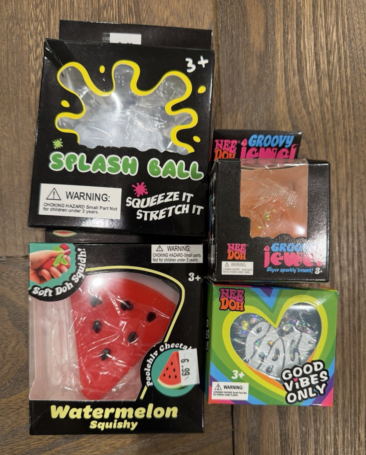 Sensory Squeeze Toy Bundle: Splash Ball, Watermelon, heart, jewel