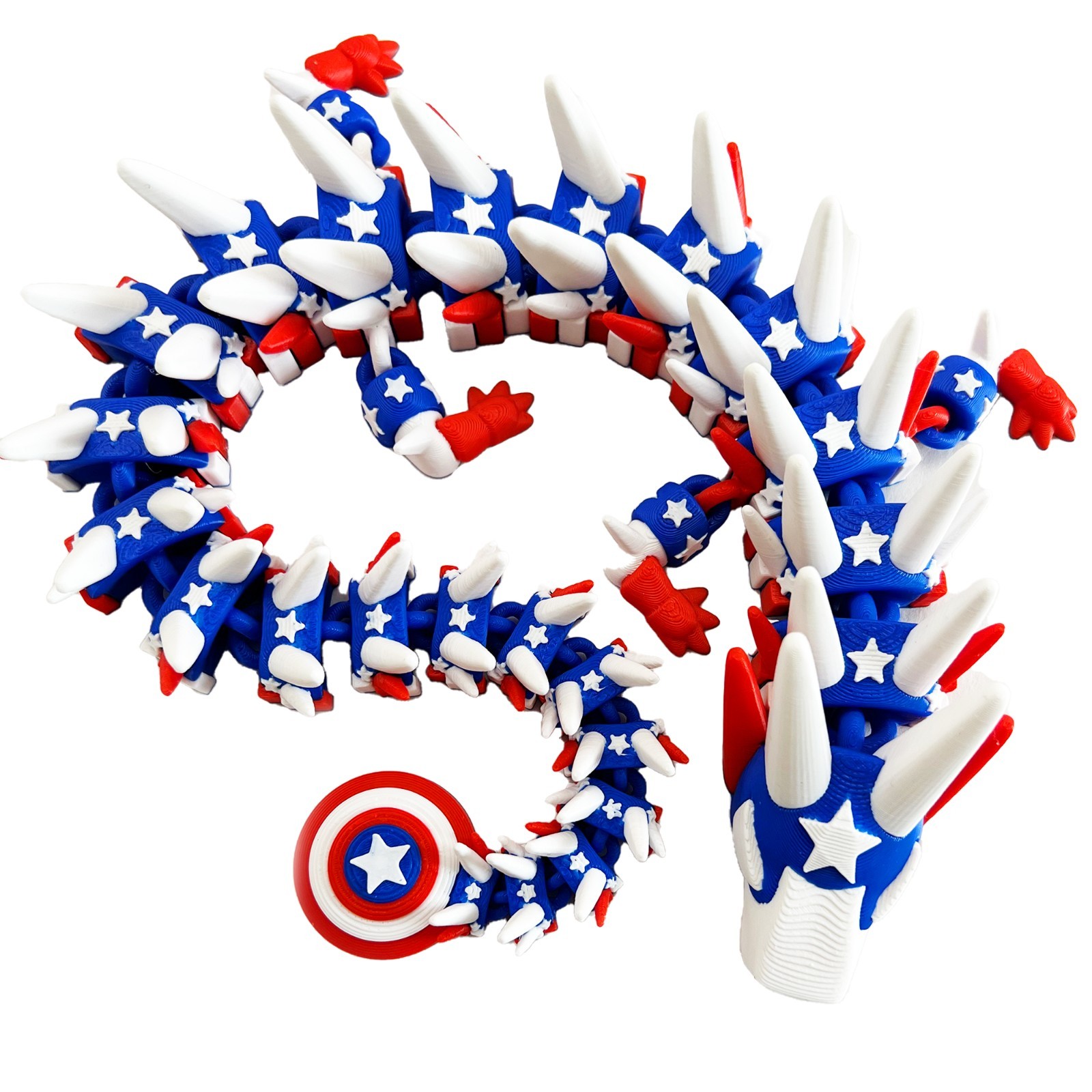 3D Printed dragon America captain Articulated flexi Sensory Toy