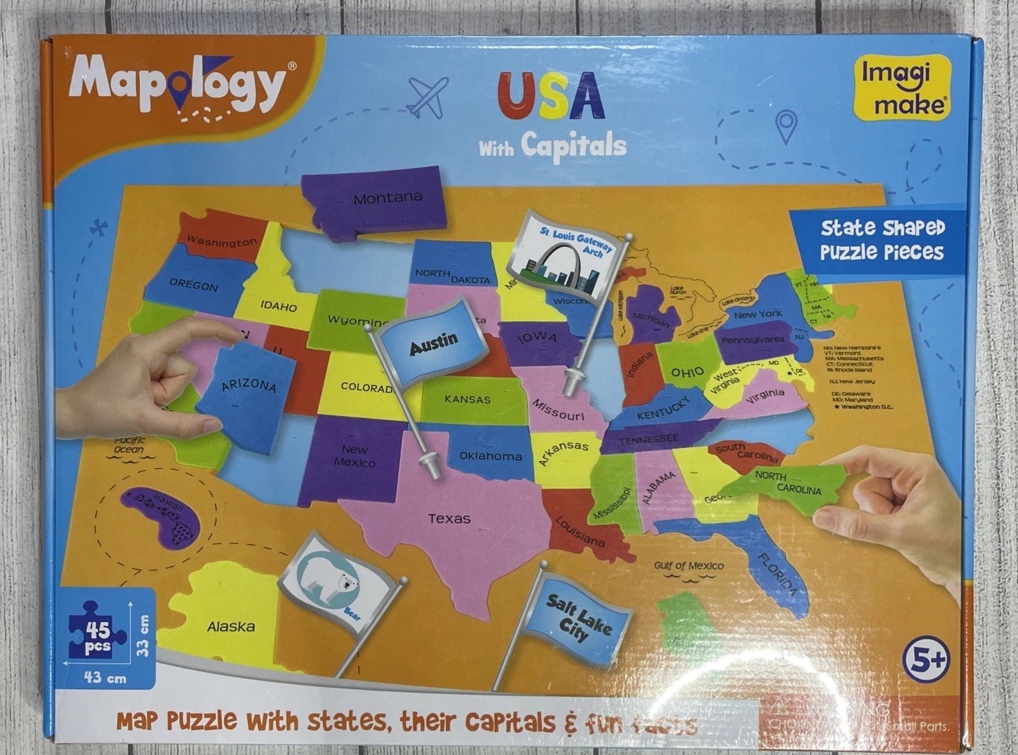 Mapology USA States with Their Capitals, Foam Jigsaw Puzzle & Flags Sealed New!
