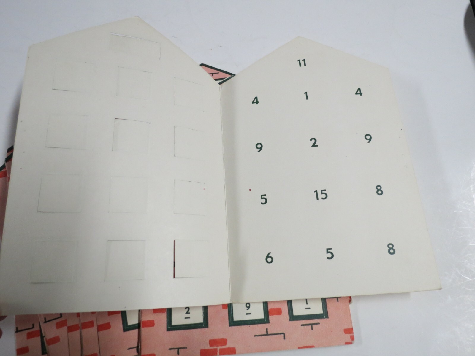 Vintage Set of 15 Math Flash Cards Practice Addition Brick House Building Flaps