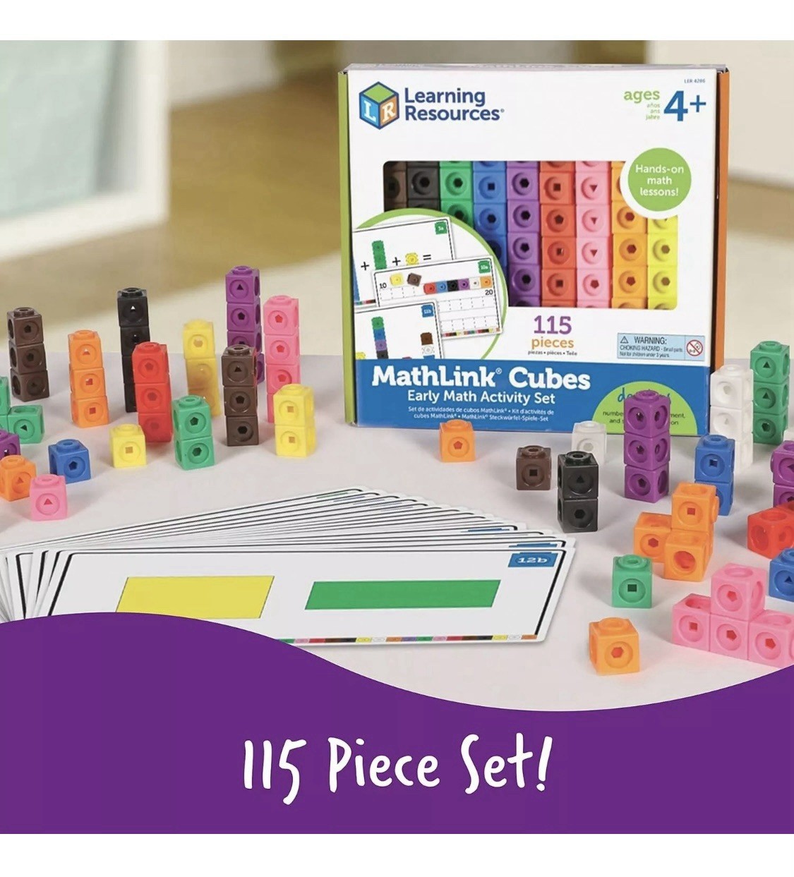 Learning Resources MathLink Cubes Early Math Activity Set – 115 Pieces-ages 4+