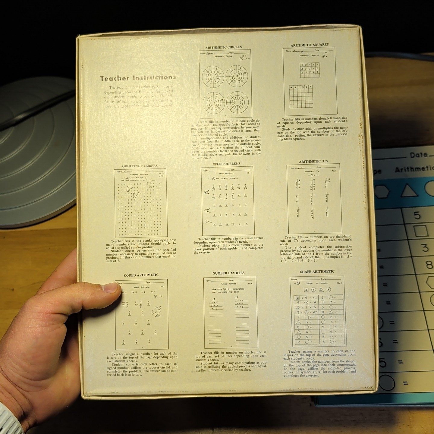 Vtg Large Arithmetic Math Drill Cards Plastic-Coated Reuseable Homeschool In Box