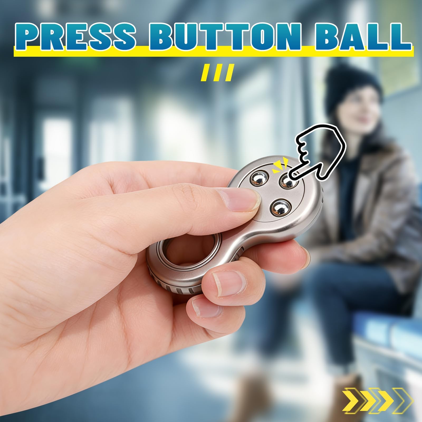 Fidget Ring Toy Metal for Teen Adults,Fidget Spinner Pad Kids Silver