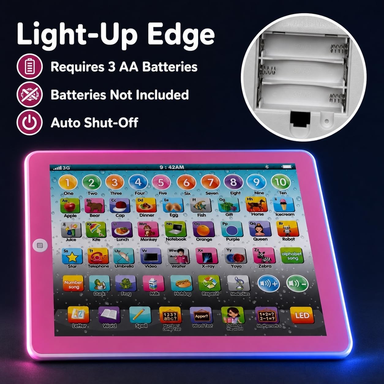 Kids Learning Tablet Toddler ABC Words Numbers Music Educational Toy Age 3 4 5 6