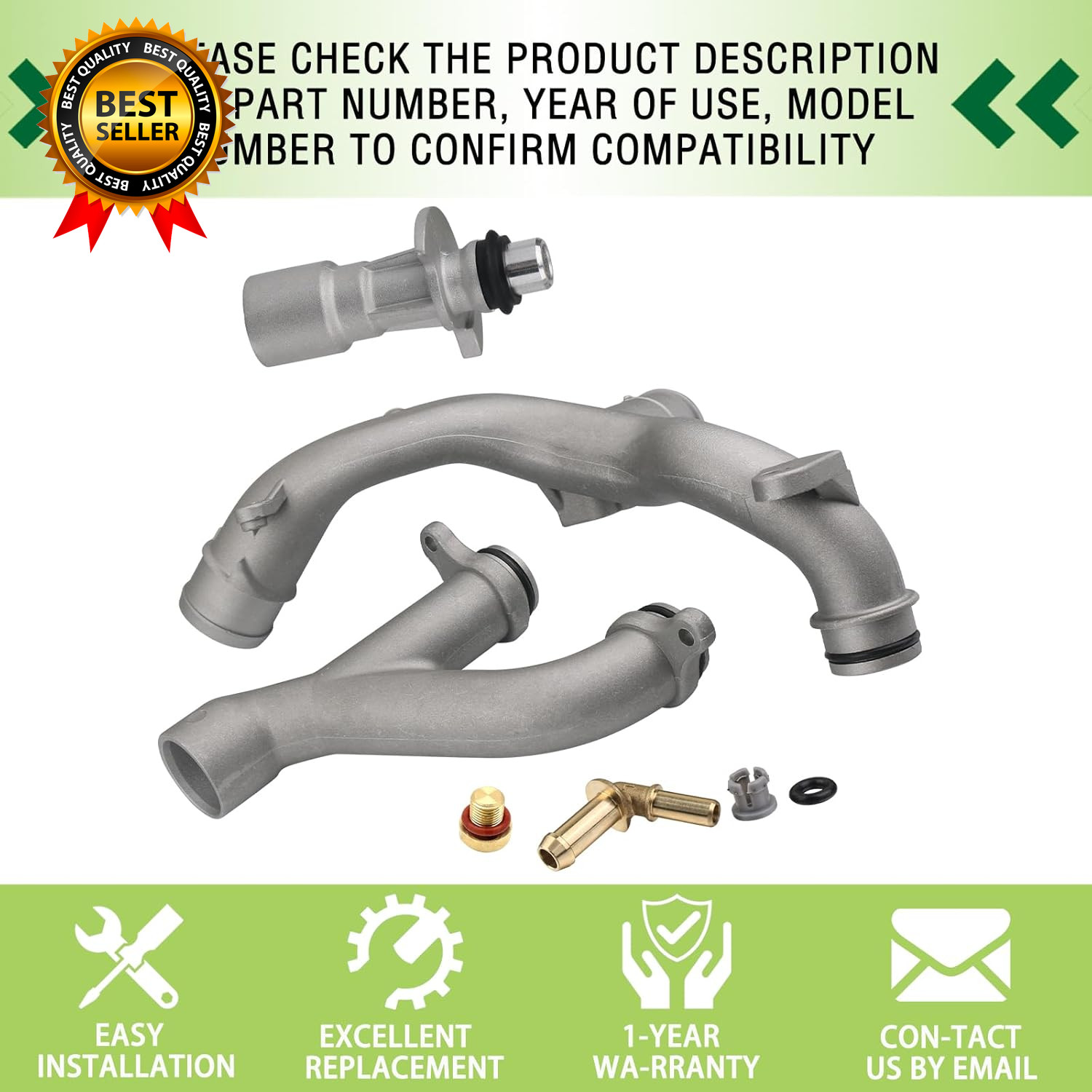 Upgraded Aluminum Coolant Outlet Pipes Kit Compatible with Jaguar,Land Rover
