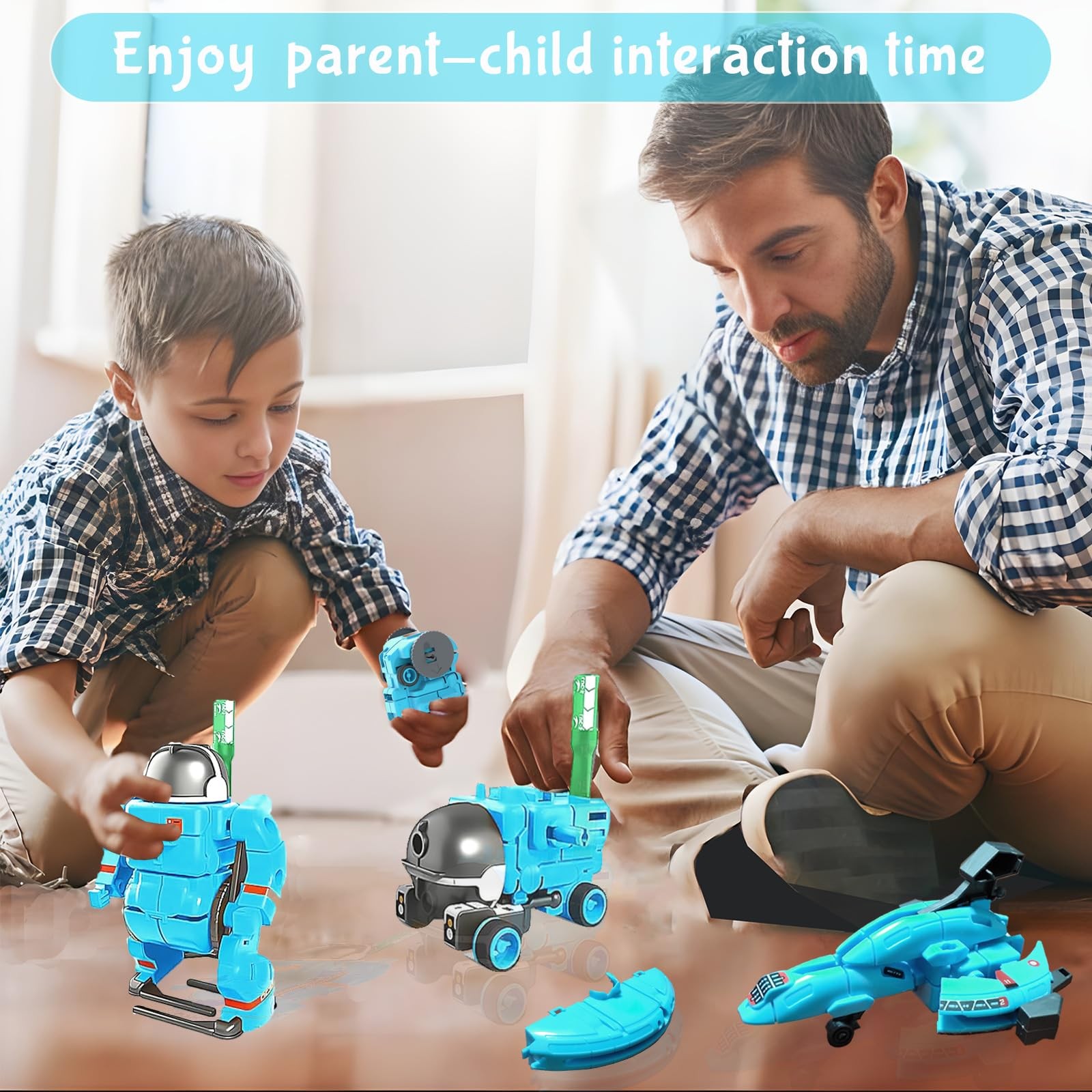 Hechify STEM Education Solar Robots Toys for Kids Age 8+, 6-in-1 DIY Blue