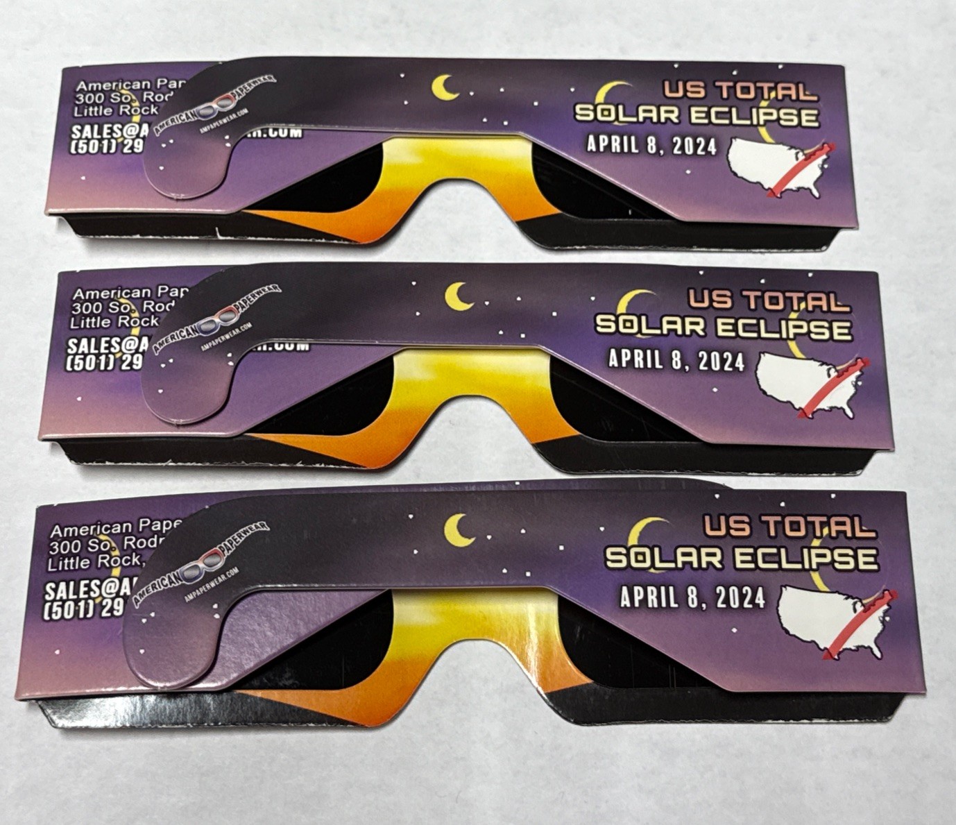 Solar Eclipse Glasses ISO Certified | April 8 2024 | 3 Pack | Used | Fast Ship