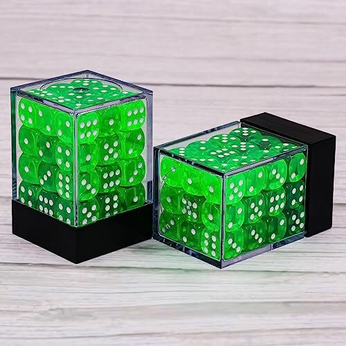36 of Pack 12MM 6 Sided Mini Dice Set,Translucent Colors Game Translucentgreen