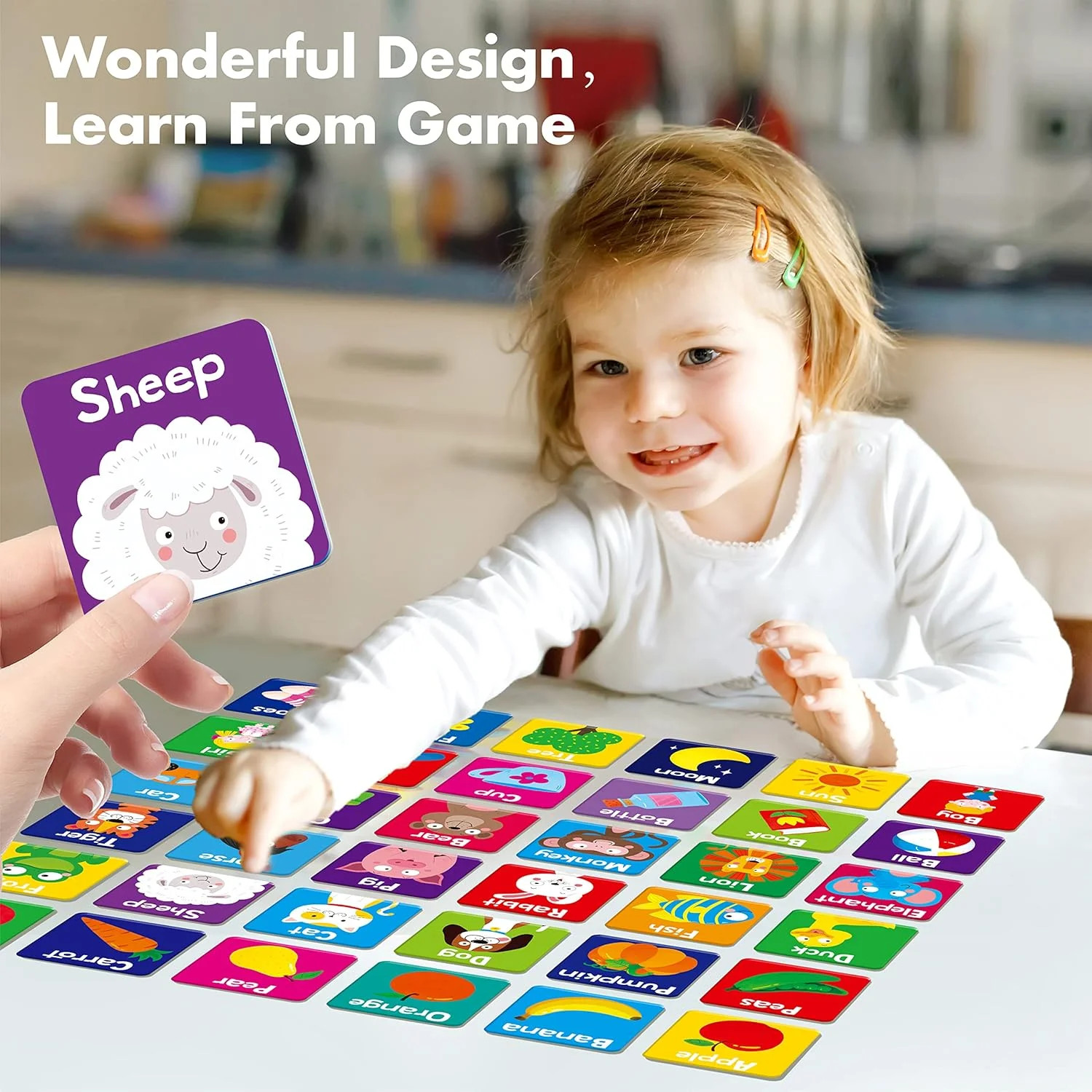 72 PCS First Words Memory Matching Game Toddler Cards 36 Pairs Kids Learning