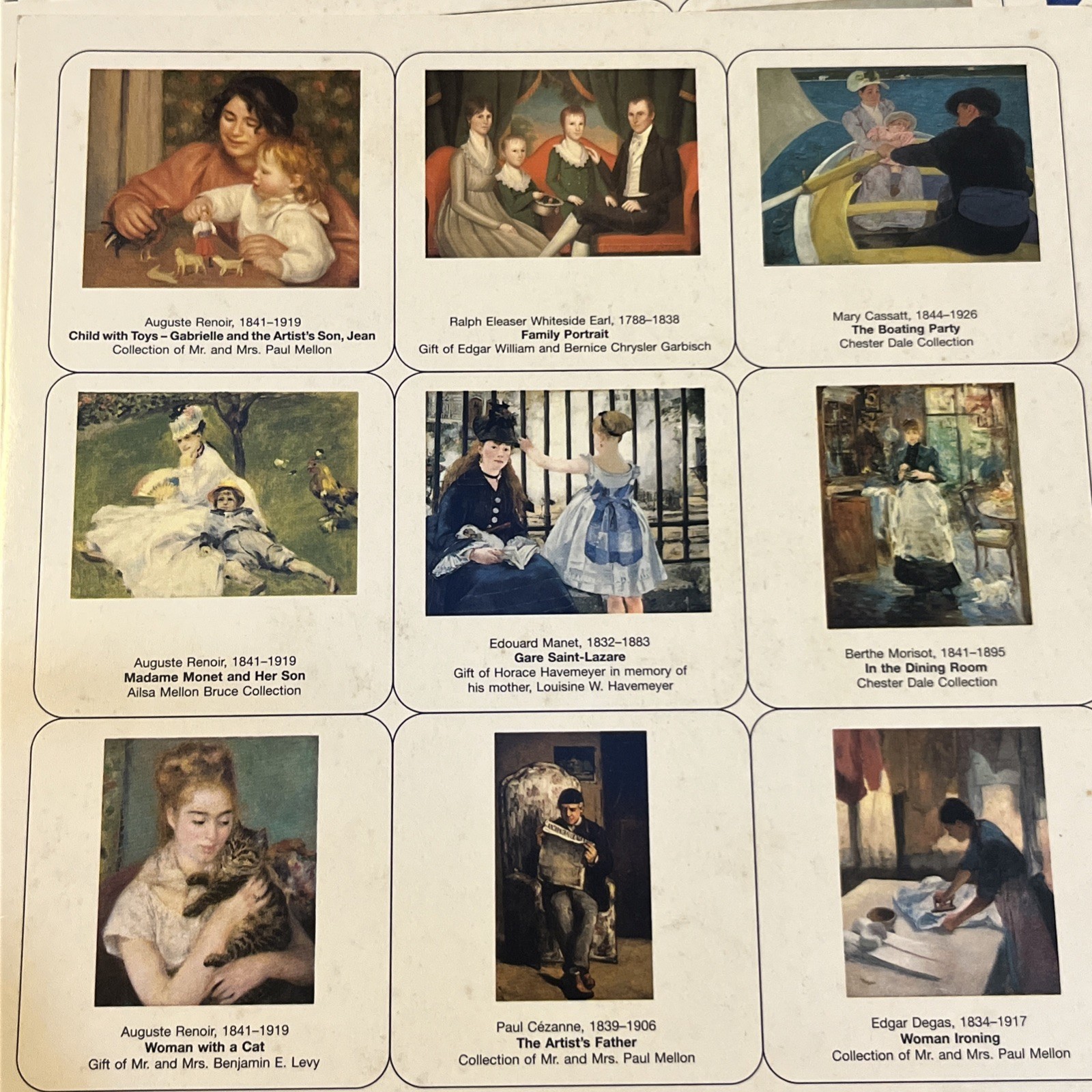 Art Lotto Memory Matching Game National Gallery of Art Washington Complete 1990